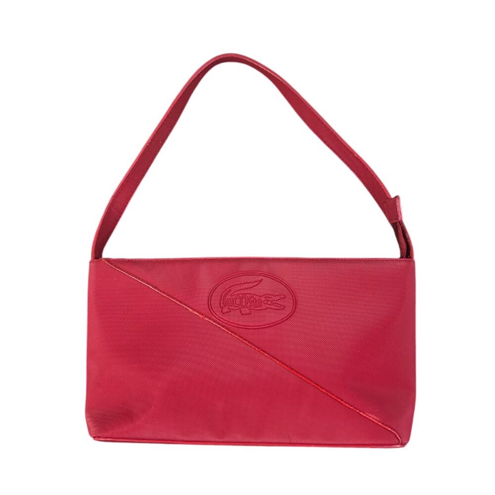 LACOSTE Shoulder Bag From Piqué Canvas Red Crocodile Logo City Festival Resort